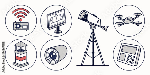 a collection of security and surveillance icons Vector