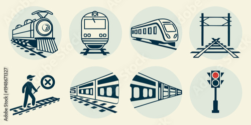 a collection of railway icons Vector