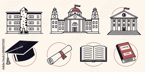 a collection of education related icons Vector