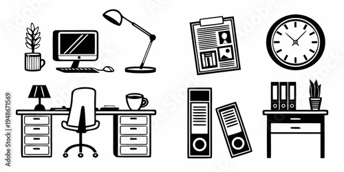 office supplies and furniture Vector