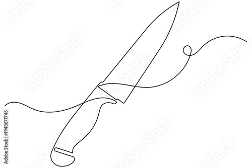 Creative single line knife illustration minimalist culinary tool design