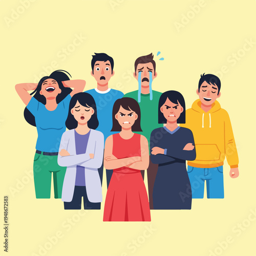 Group of people displaying different emotions