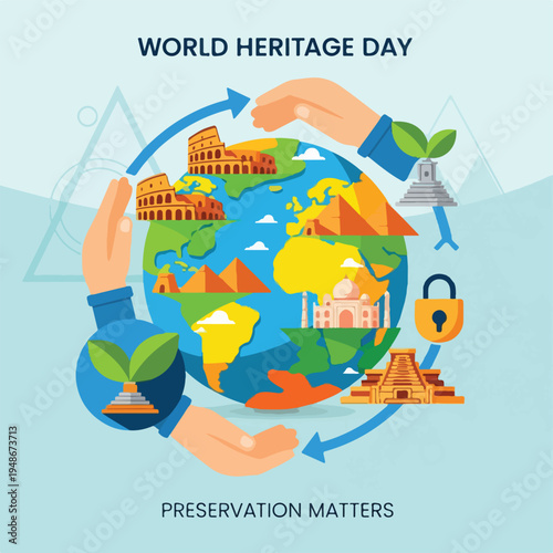 Illustration about world heritage featuring monuments around the globe