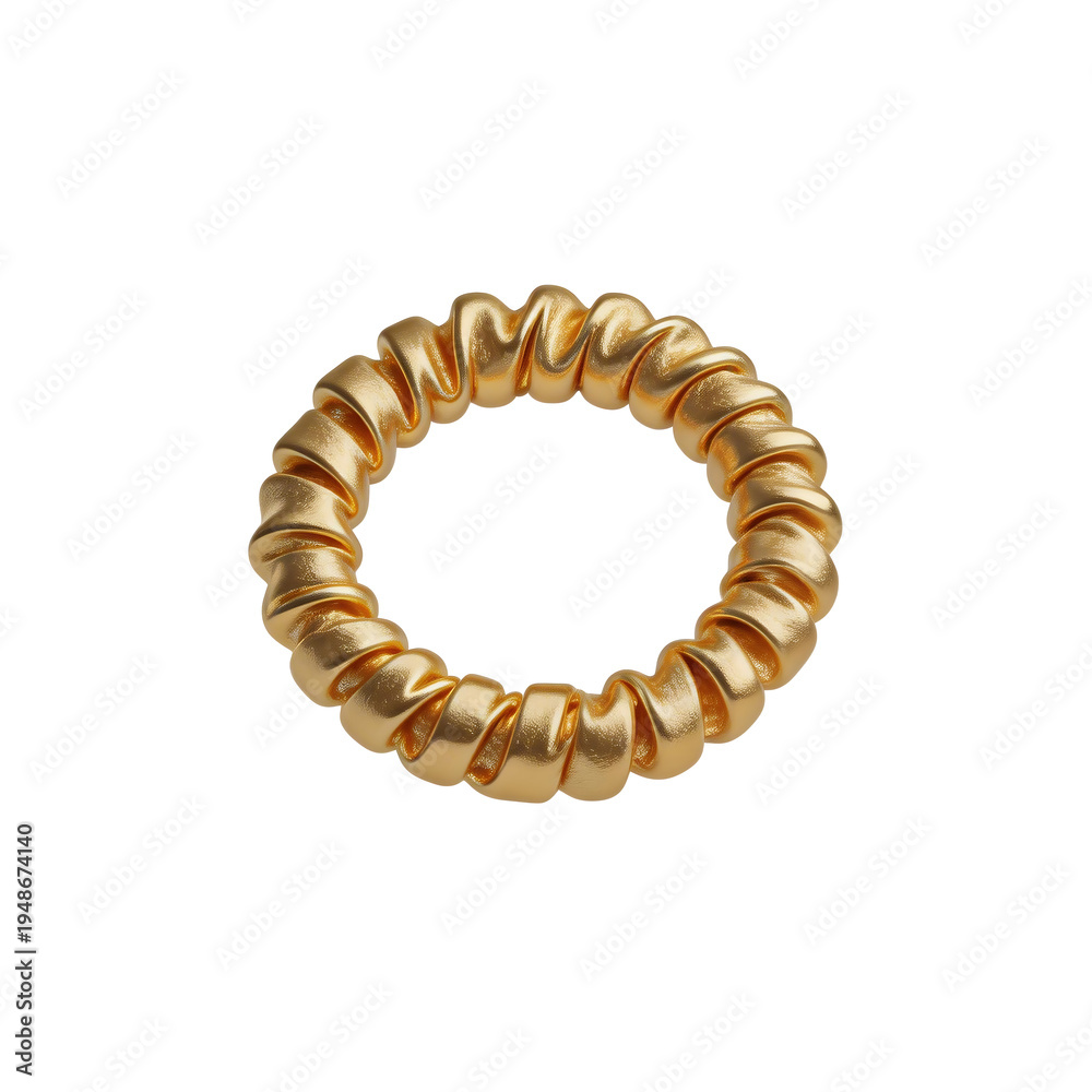 Obraz premium [Transparent Background PNG]Golden Twisted Coil Ring on White Background