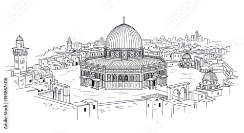 Dome of the Rock Mosque Jerusalem Sketch