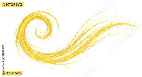 Golden Glitter Swirl and Sparkles - Abstract Decorative Element