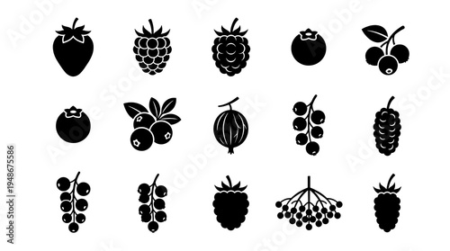 Black icons of various berries.