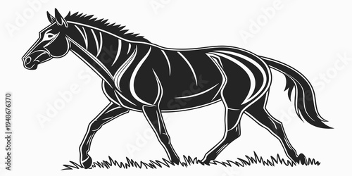 a wildebeest walking on grass Vector