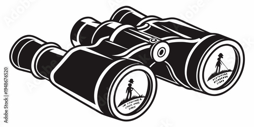 a pair of black binoculars with a black and white design Vector