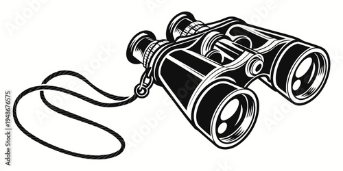 a pair of binoculars with a strap Vector