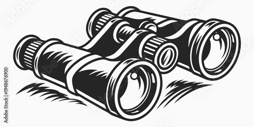 a pair of black binoculars with a detailed design Vector