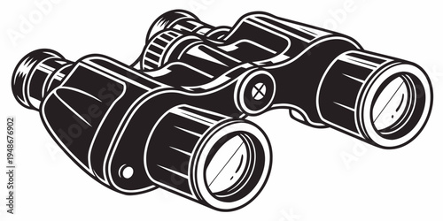 a pair of black binoculars with metal details Vector