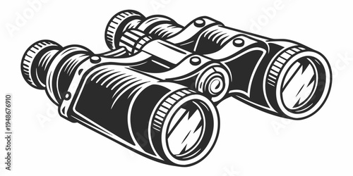 a pair of black binoculars with detailed design Vector