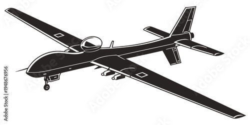 a small black airplane with a long wingspan Vector