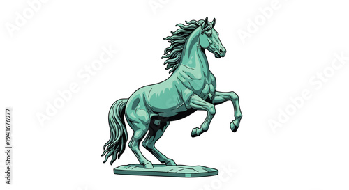 A vintage cafe racer motorcycle illustration with a blue and black color scheme