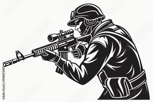 soldier aiming a rifle Vector