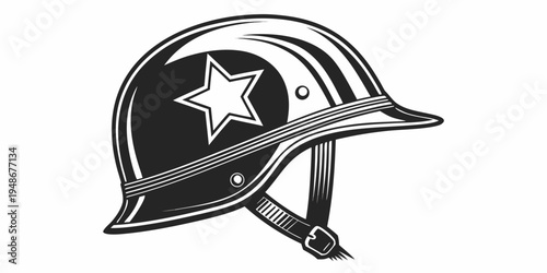 a black and white illustration of a firefighter helmet Vector