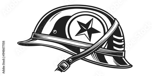 a firefighter's helmet with a star emblem Vector