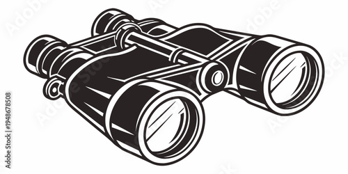 a pair of black binoculars with a detailed design Vector