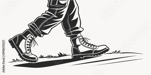 a person's legs and feet walking on the ground Vector