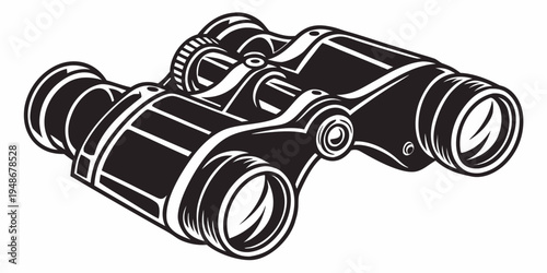 a pair of black binoculars with white outlines Vector