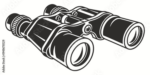 a pair of black binoculars on a white background Vector