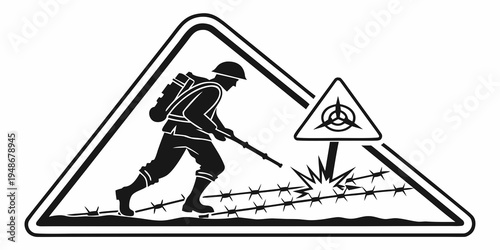 soldier walking through a dangerous biohazard area Vector