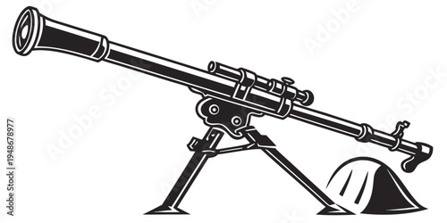 a large caliber anti-tank rifle on a bipod Vector