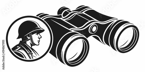 a soldier looking through binoculars Vector
