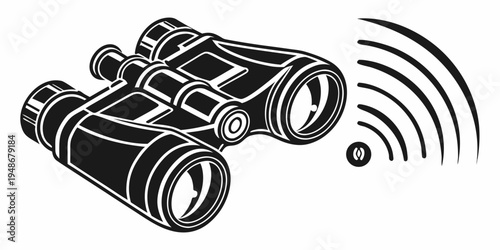 binoculars with signal waves emitting from them Vector