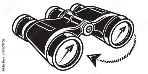 a pair of black binoculars with a rotating mechanism Vector