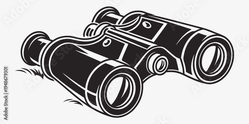 a pair of black binoculars with white outlines Vector