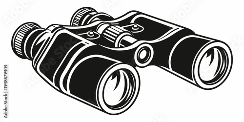 a pair of black binoculars with white outlines Vector