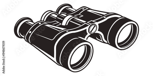 a pair of black binoculars on a white background Vector