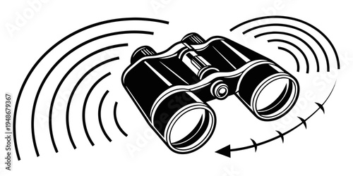 a pair of binoculars with motion lines around it Vector