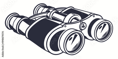a pair of black binoculars with a white outline Vector