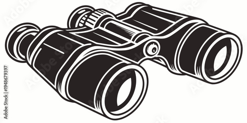 a pair of black binoculars with white outlines Vector