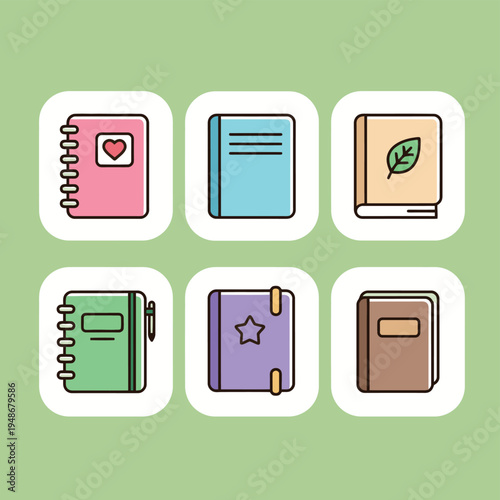 Collection of cute ceramic mug and coffee cup icons featuring cactus and cat designs for cozy cafe branding and hot beverage menu graphics