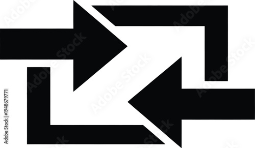 Black square arrows refreshing sync icon vector