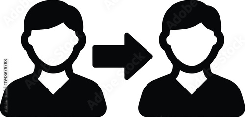 Black and White User Profile Change or Transfer Icon Vector
