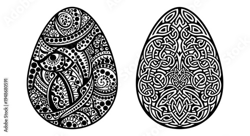 Set of 2 Easter egg illustrations vector