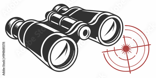a pair of binoculars with a red target Vector