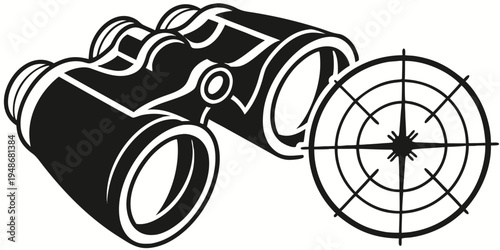 a pair of binoculars and a target Vector