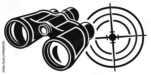 a pair of binoculars and a target Vector