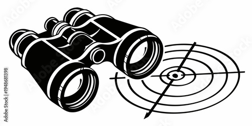 a pair of binoculars on a target Vector