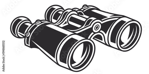 a pair of black binoculars with white outlines Vector