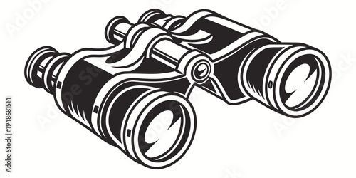 a pair of black binoculars with a detailed design Vector