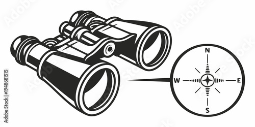 a pair of binoculars with a crosshair sight Vector