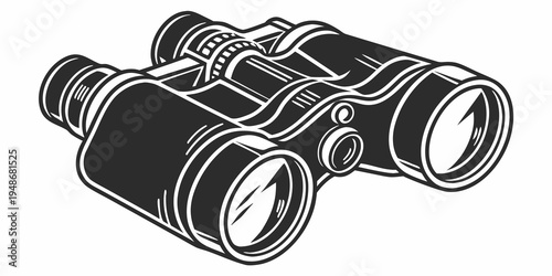 a pair of black binoculars with a detailed design Vector
