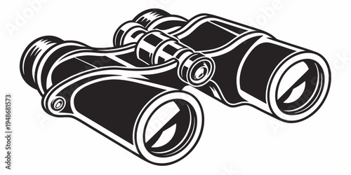 a pair of black binoculars with white outlines Vector